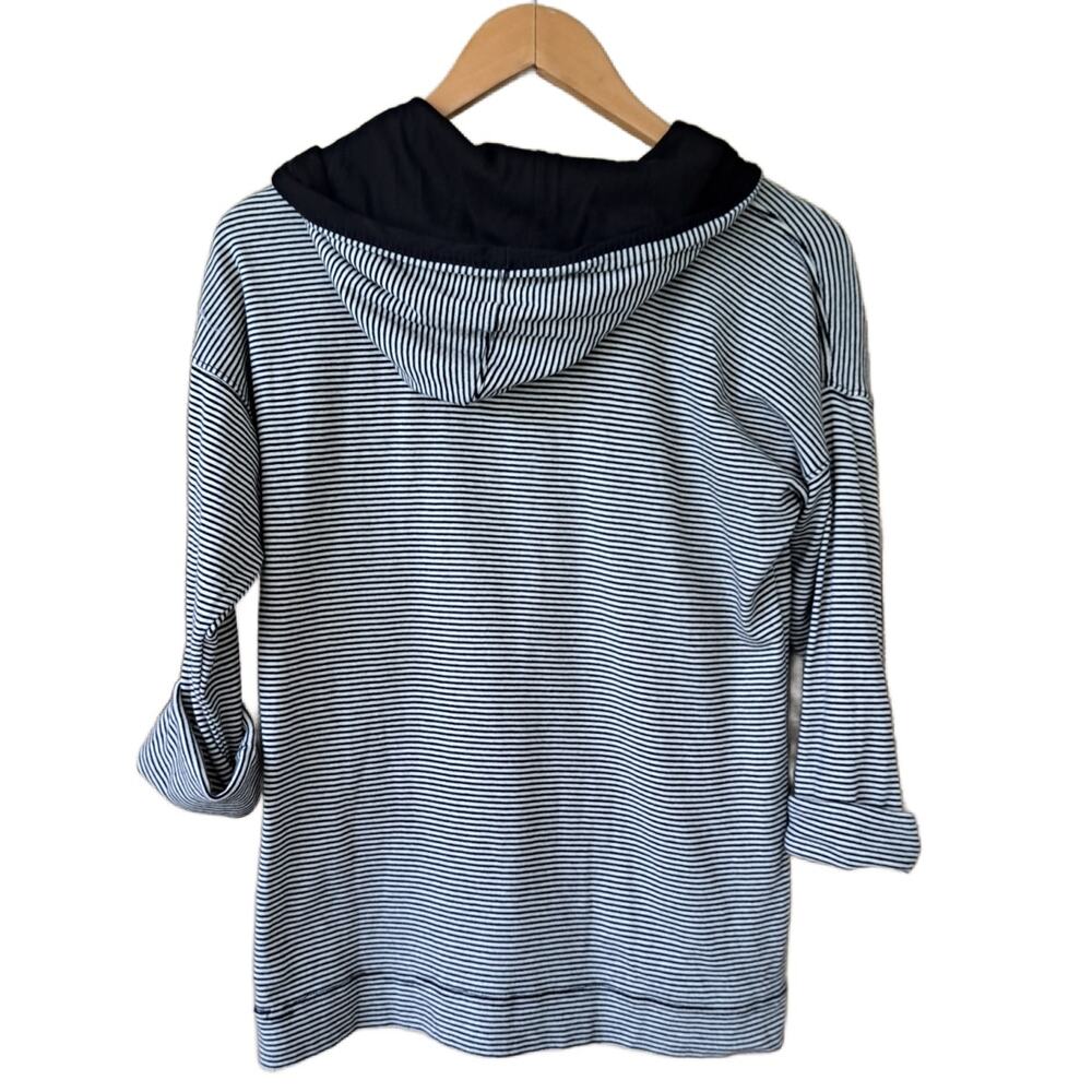 LAUREN Ralph Lauren Navy Stripe Jersey Hoodie Top Medium - Picture 7 of 9